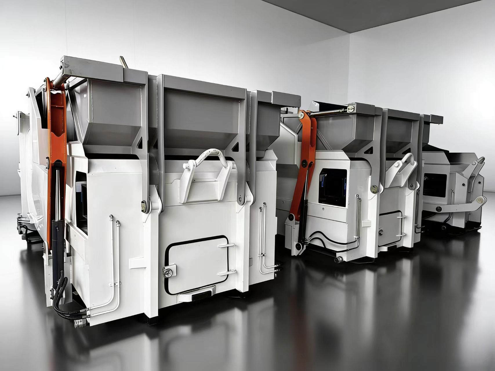 18CBM Mobile Garbage Compactors Batch Production, Heavy-Duty Waste Compaction Units Manufacturing Line
